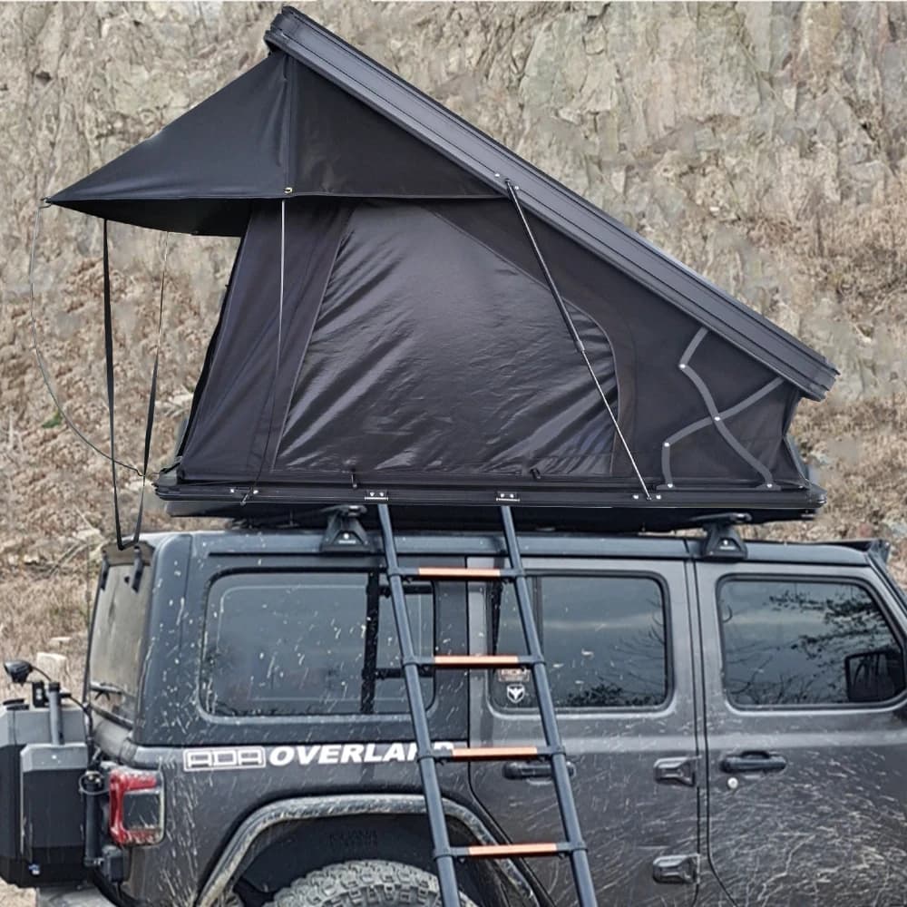 HOTO X Hinge Hard Shell Rooftop Tent Case Aluminum Alloy Back-risen Pickup Truck Sllim Roof Top Tent With Optional Solar Panel