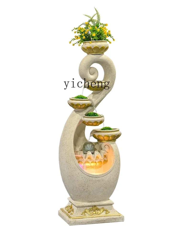 BJ-22 2 Ornament Fish Pond Wealth Attraction Entrance Living Room Humidification Landscaping Water Curtain Wall Decoration