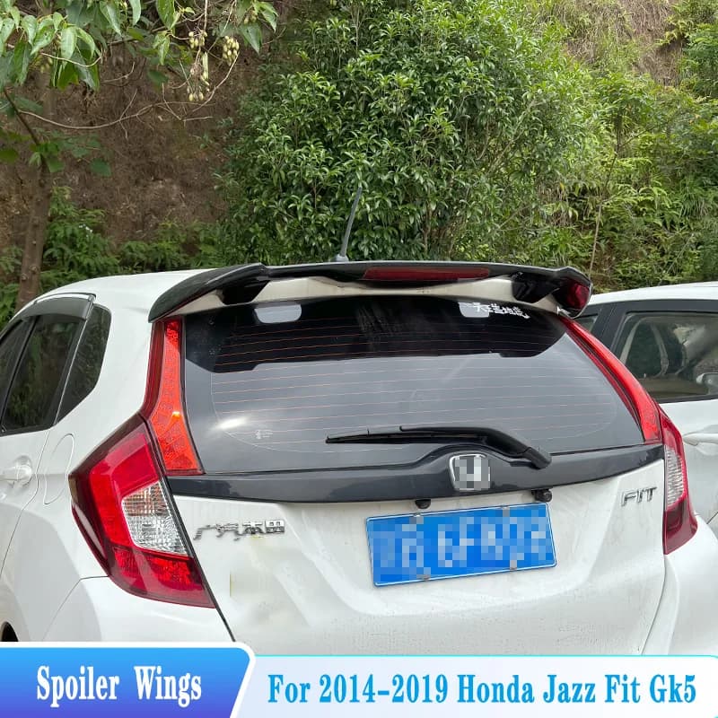 For 2014-2019 Honda Jazz Fit Gk5 Hatchback Rear Roof Spoiler Lip Wings ABS Plastic Car Exterior Tuning Trim Body Kit Accessories