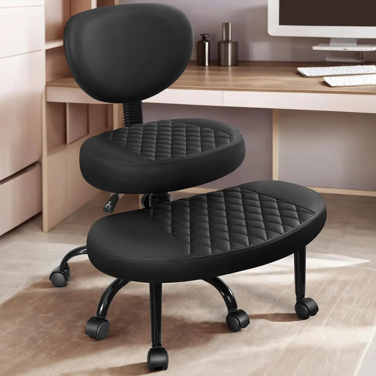 Cross Legged Office Chair, ADHD Chair with Wider Footrest and Wheels