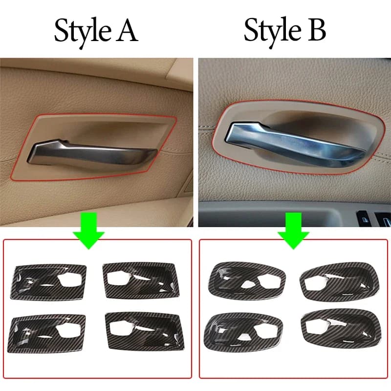 For BMW 5 Series E60 2004 2005 2006 2007 2008 2009 2010 Carbon Texture Car Interior Door Handle Bowl Frame Protective Cover