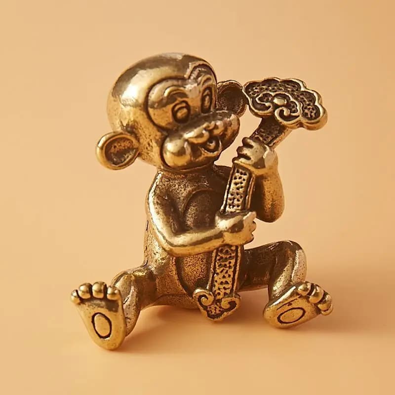 Solid Monkey Hug Ruyi Ornament Brass Home Furnishing Living Room Office Tea Pet