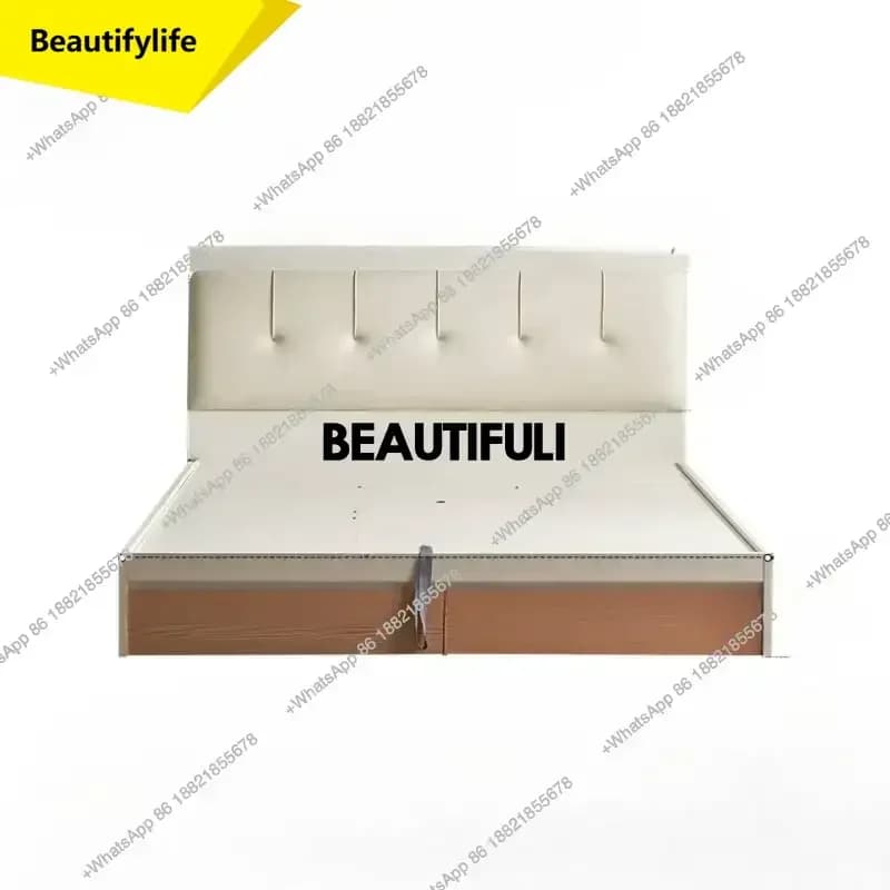 Q181 Pretty European Double Bed Tall Platform Queen Wood Modern Frame Bed Bedroom Sets Lit Pliable Camas Matrimoniales Furniture