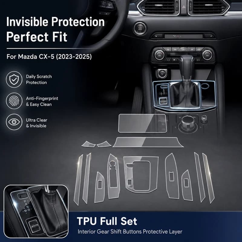 For Mazda CX 5 2023-2025 TPU Film Full Set Invisible Interior Gear Shift Buttons Protective Layer Car Accessories Modification