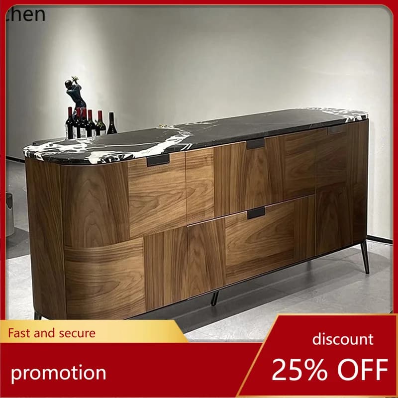 CZ Walnut Sideboard Living Room Solid Wood Wine Cabinet Simple Modern Storage Cabinet Tea Cabinet