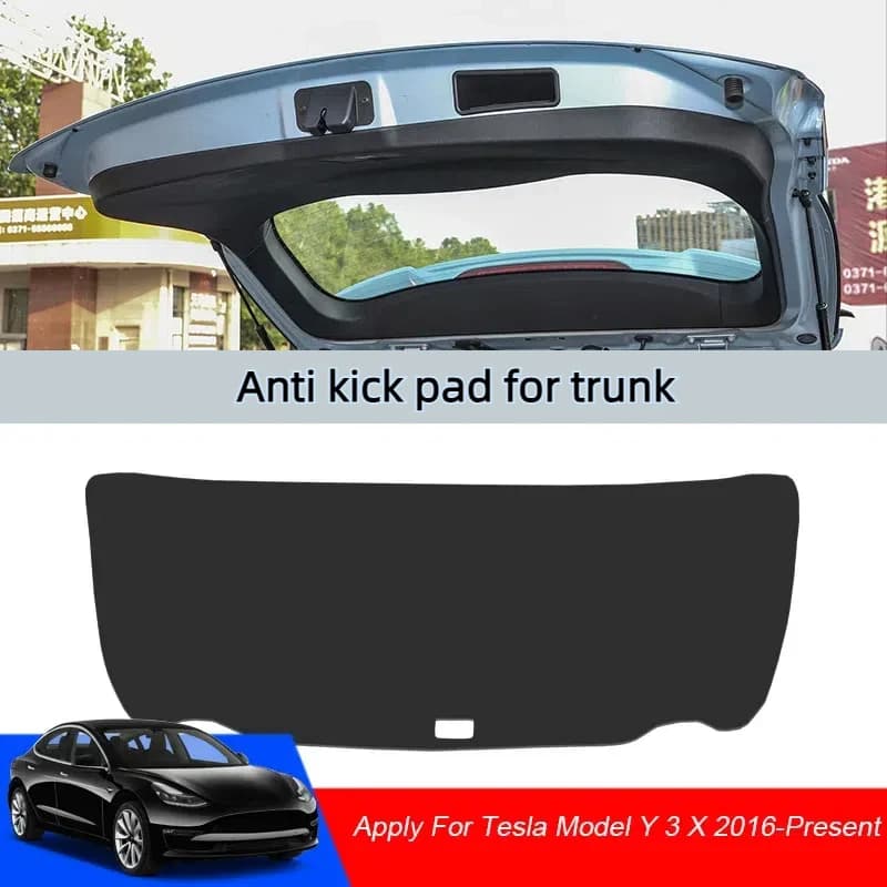 Car PU Leather Mat Anti-kick Cushion Trunk Weather Tailgate Sticker Auto Accessories For Tesla Model Y 3 X 2016-Present