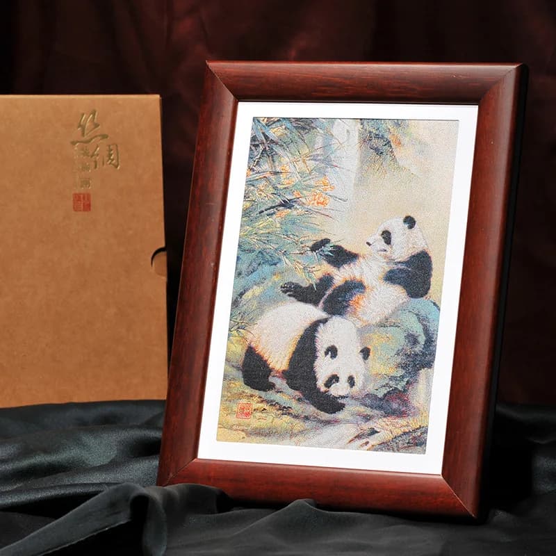 PYJ panda silk painting Chinese style Sichuan souvenir souvenir companion gift