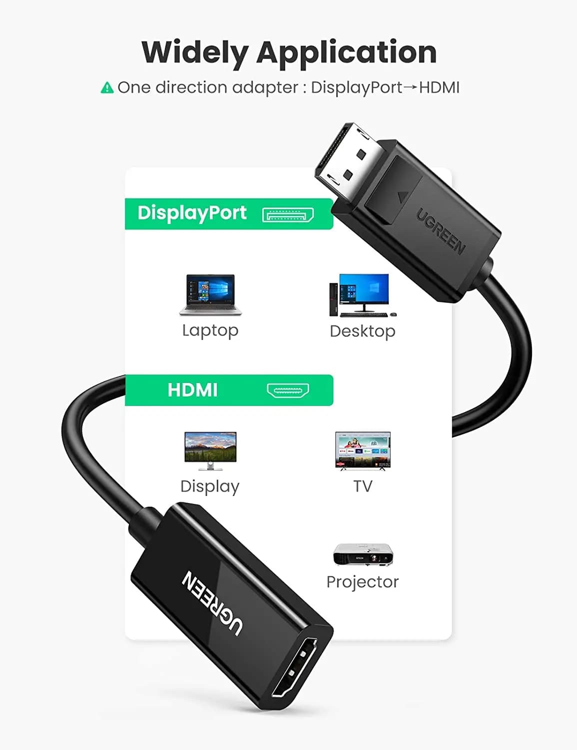 UGREEN DisplayPort to HD-MI Adapter 4K 60Hz Male to Female DP to HD-MI Converter Video Display Cable