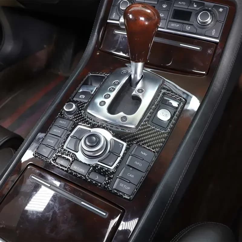 For Audi A8 D3 D4 2004-2012 Soft Carbon Fiber Car Central Control Mode Switch Frame Panel Cover Trim Sticker Car Accessories