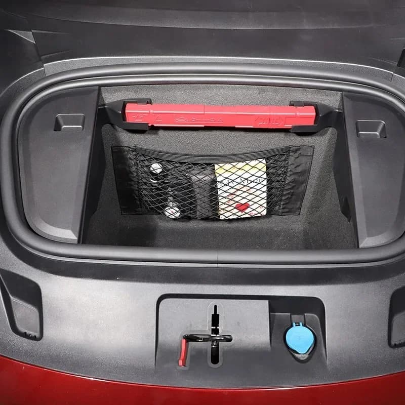 Suetlcoity For Porsche Taycan 2019-2024 Polyester Black Car Trunk Both Sides Storage Mesh Bag Cargo Storage Net Car Accessories