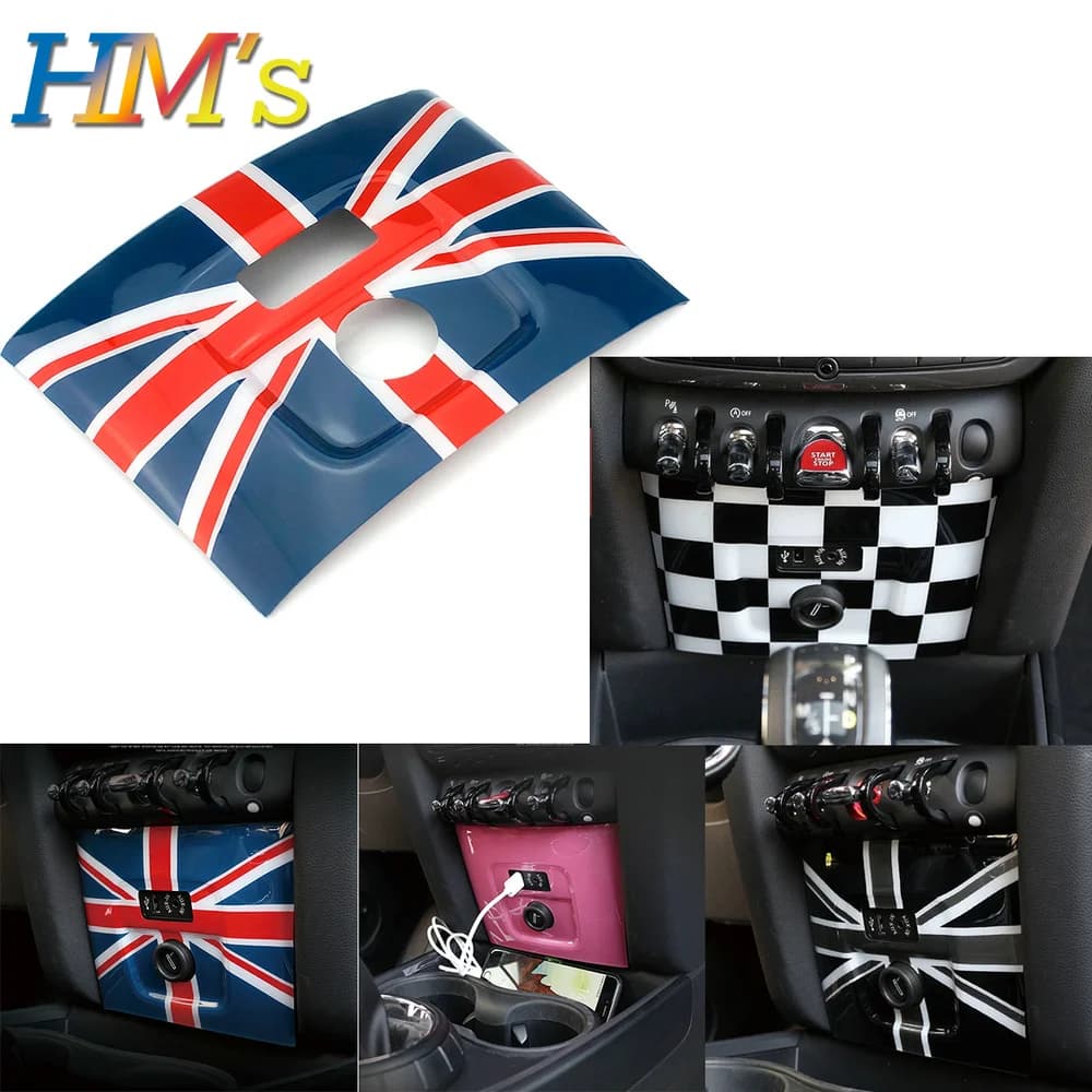Car Decoration For MINI Cooper F60 Cigarette Lighter USB Panel Trim Cover Sticker Auto Accessories