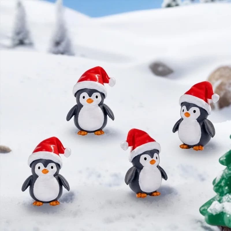 Cute Christmas Penguin Figurine:Animal Accent for DIY Dollhouse – Ideal Home Tabletop Decoration Festive Christmas Ornament Gift