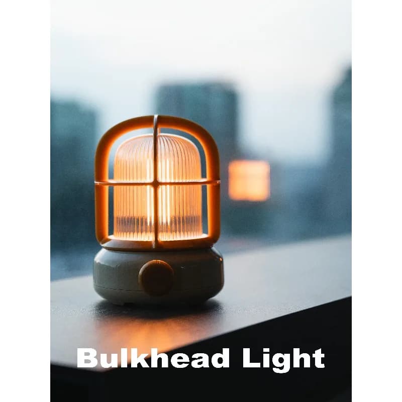 Rechargeable Retro Bulkhead Lamp Imitation Tungsten‑Wire Night Light Mid‑Century Ambient Light For Desktop Bedroom Camping Decor