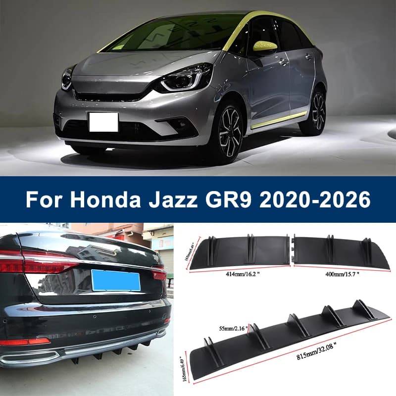 2-Segment Shark Fin Rear Diffuser For Honda Jazz GR9 2020-2026 2021 2023 Rear Bumper Lip Splitter Chassis Spoiler Tuning Parts
