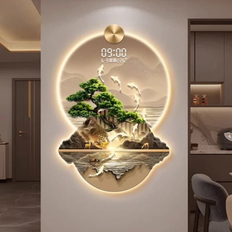 Modern Background Landscape Painting LED Wall Lamp For Living Room Corridor Home Decoration Mural Light Remote Control Lighting
