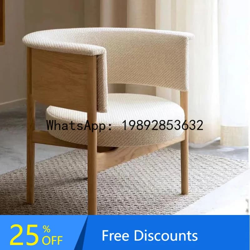 LYY French Style Solid Wood Circular Backrest Leisure Meeting Chair Living Room Cream StyleBackrest Dining Chair Single Double