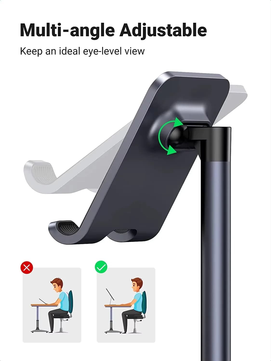 UGREEN LP280 Smartphone Desk Adjustable Stand ABS Tablet Holder Desk Accessories Weighted Base for iPhone Samsung