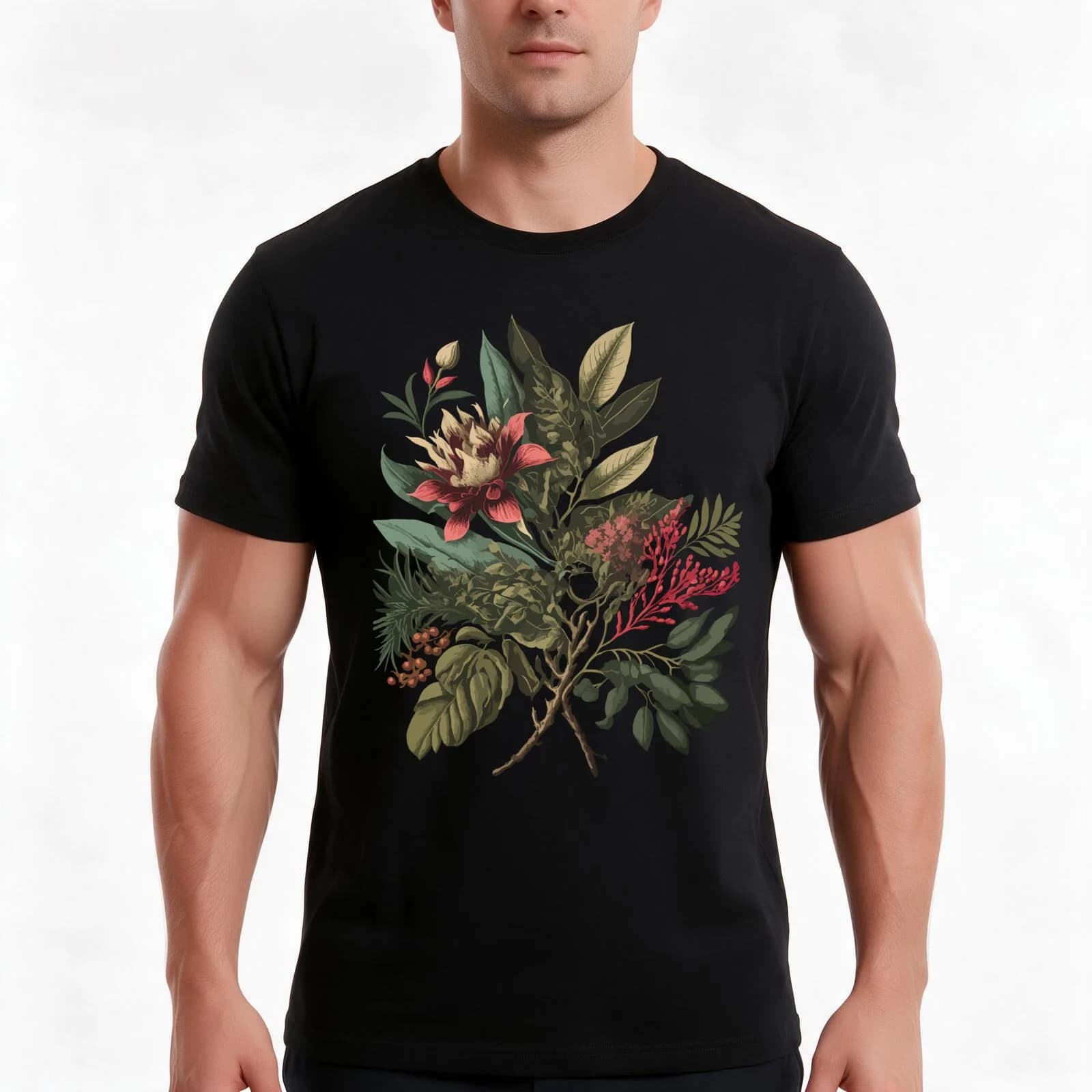 Dark Academia Luxury Botanical T-Shirt, Summer Casual Cotton Tee, Oversized Streetwear Tops, Vintage Graphic Print, 100% Cotton