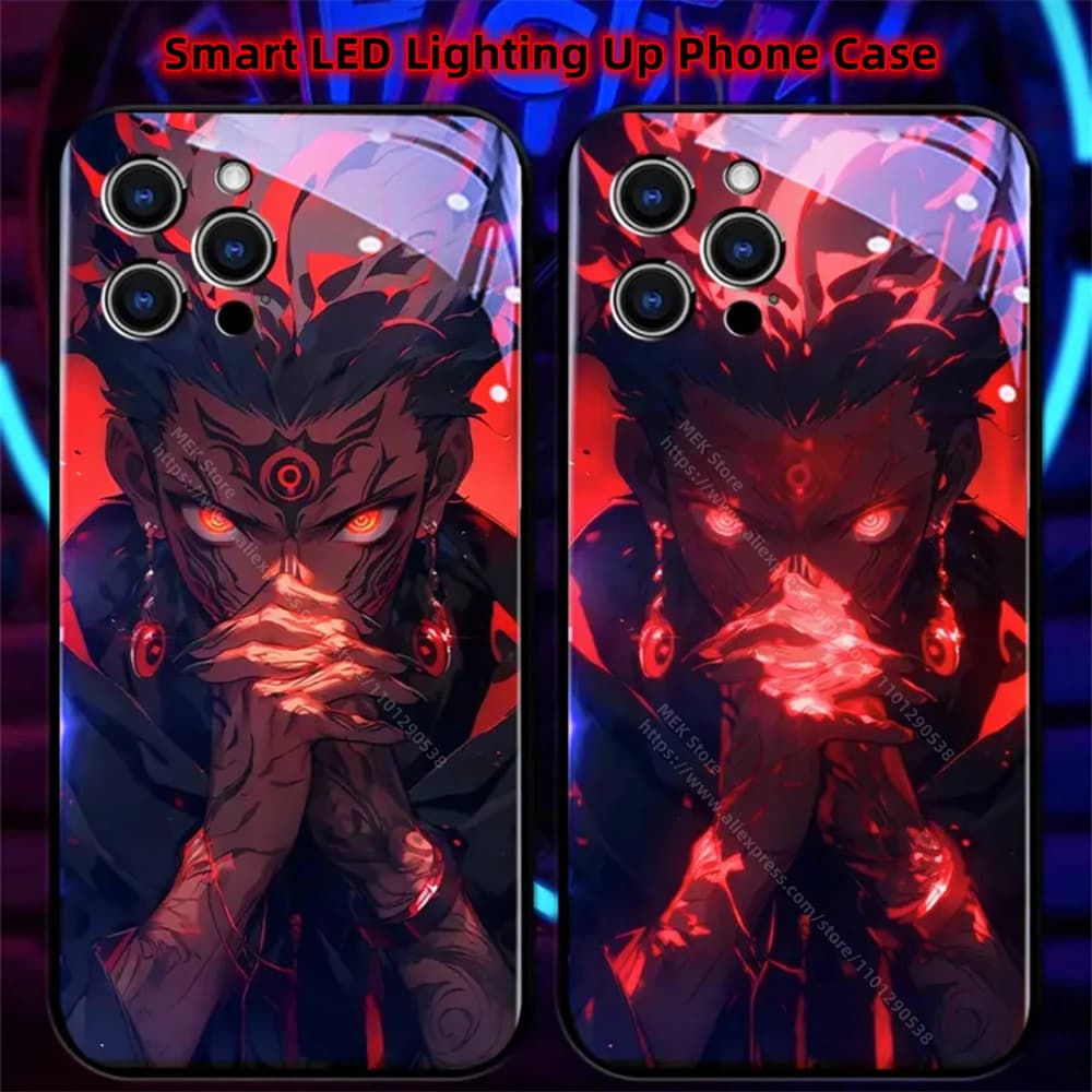 Japanese Anime Jujutsu Sound Control LED Flash Cases Luminous Cover For VIVO X70 X80 X90 X100 X200 Pro Plus IQOO 12 11 10