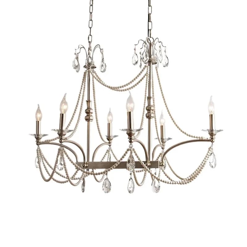 French restaurant chandelier, creative high-end crystal American retro light luxury pearl lamp