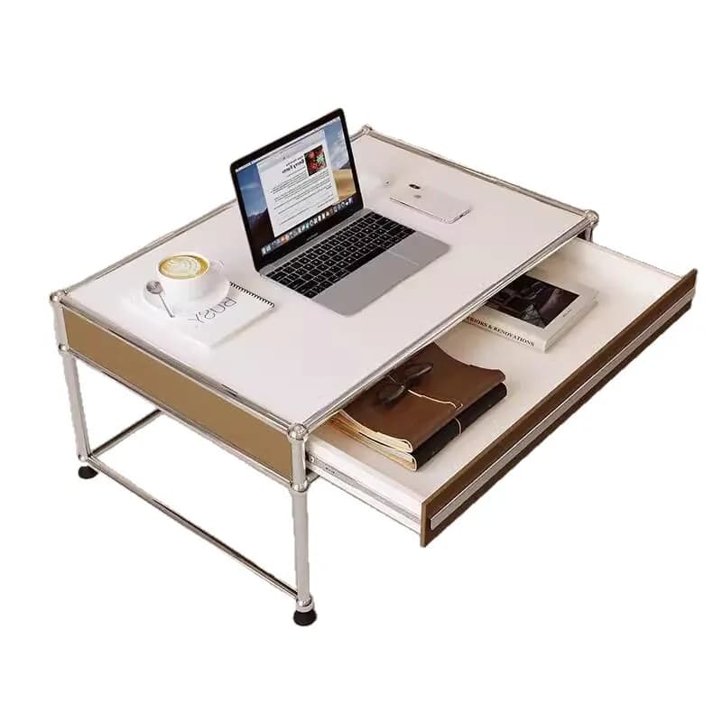 Medieval coffee table, living room, household sofa side table, small apartment square stainless steel storage small table