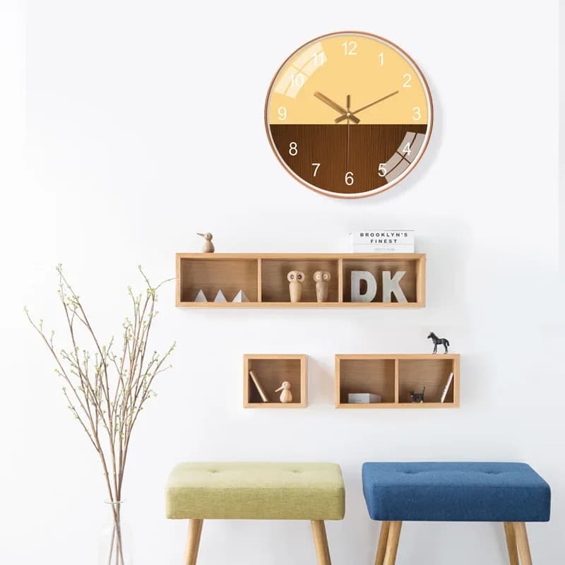 Dual-Color Wall Clock Silent Movement Round Frame Clock Minimalist Geometric Design for Living Room Bedroom Kitchen Office Decor