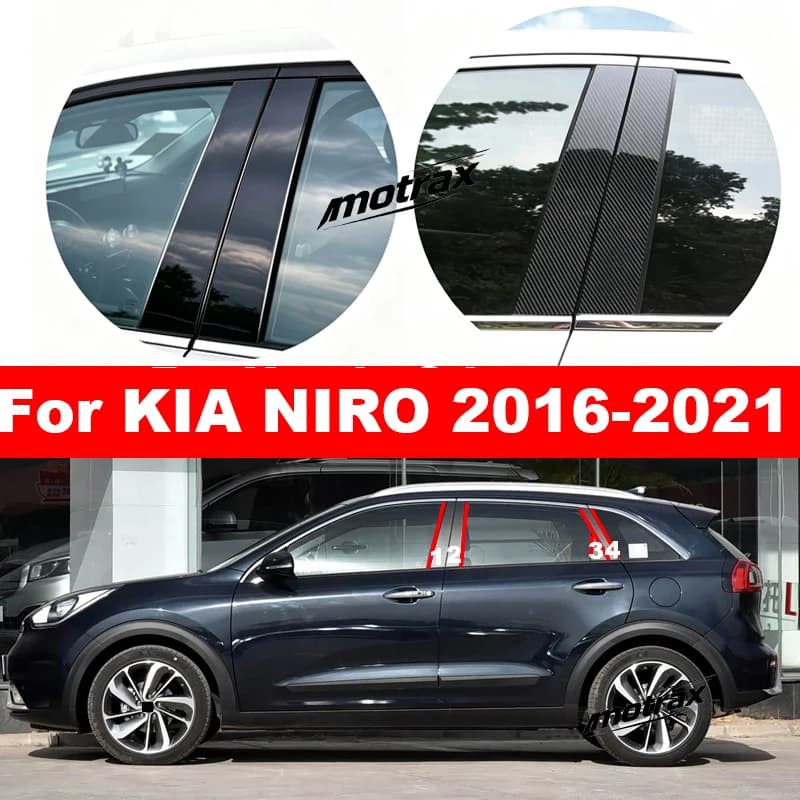 For KIA NIRO 2016-2021 Car B C Pillar Stickers PC Window Decorative Trim Cover Middle Pillar Car Exterior Accessories