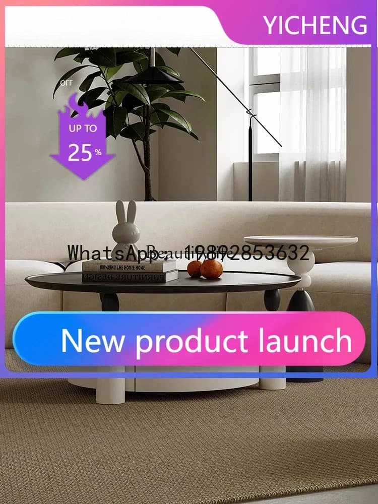 QQ jj *Cream wind coffee table simple modern small apartment light luxury round combination