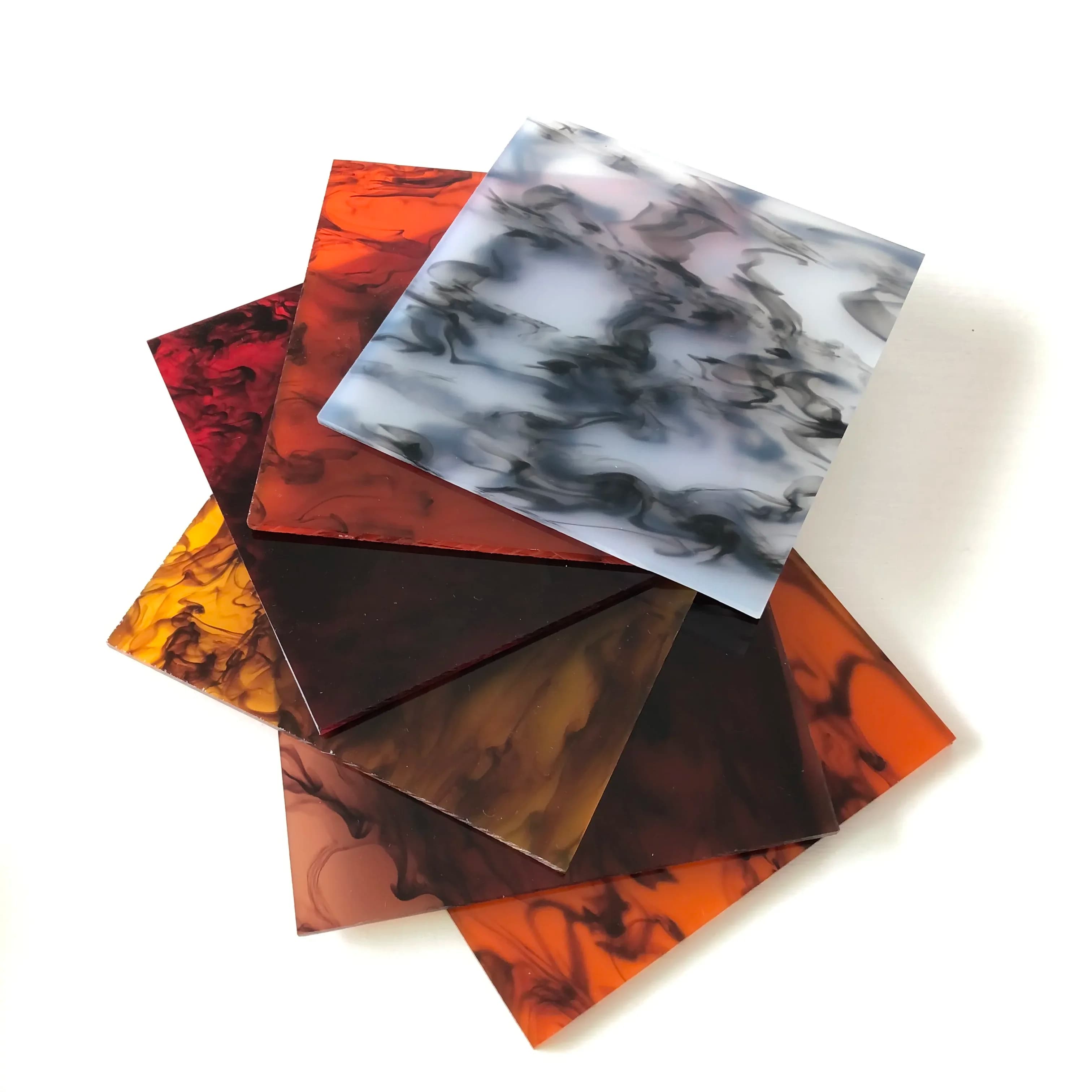 Ink Texture Translucent PMMA Acrylic Panel, 3mm Thick, 6 Colors for Jewelry, Craft & DIY Decoration