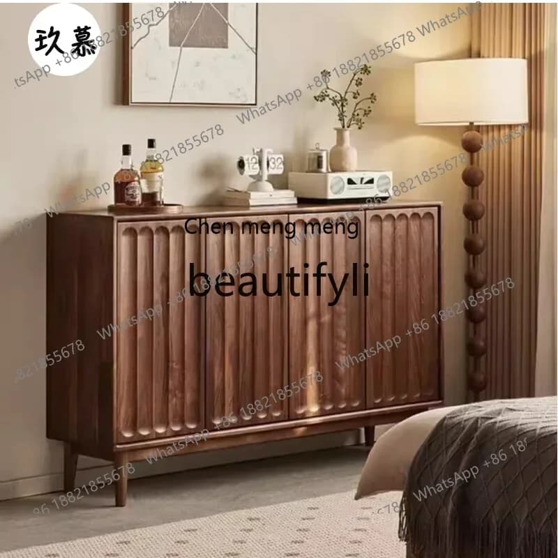 32North American black walnut log shoe cabinet Nordic cherry wood porch cabinet Light luxury storage cabinet