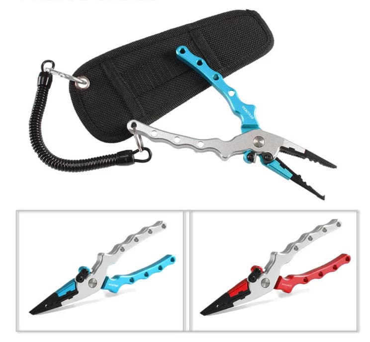 H3 Fishing Pliers Crimping Remove Hook Scissors with Sheath Split Ring Cutters Fish Line Cutters