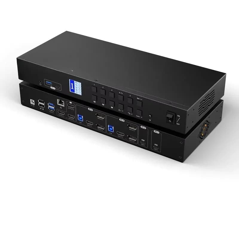 4 in 3 out KVM switch, input support MST 2 desktop 2 laptop