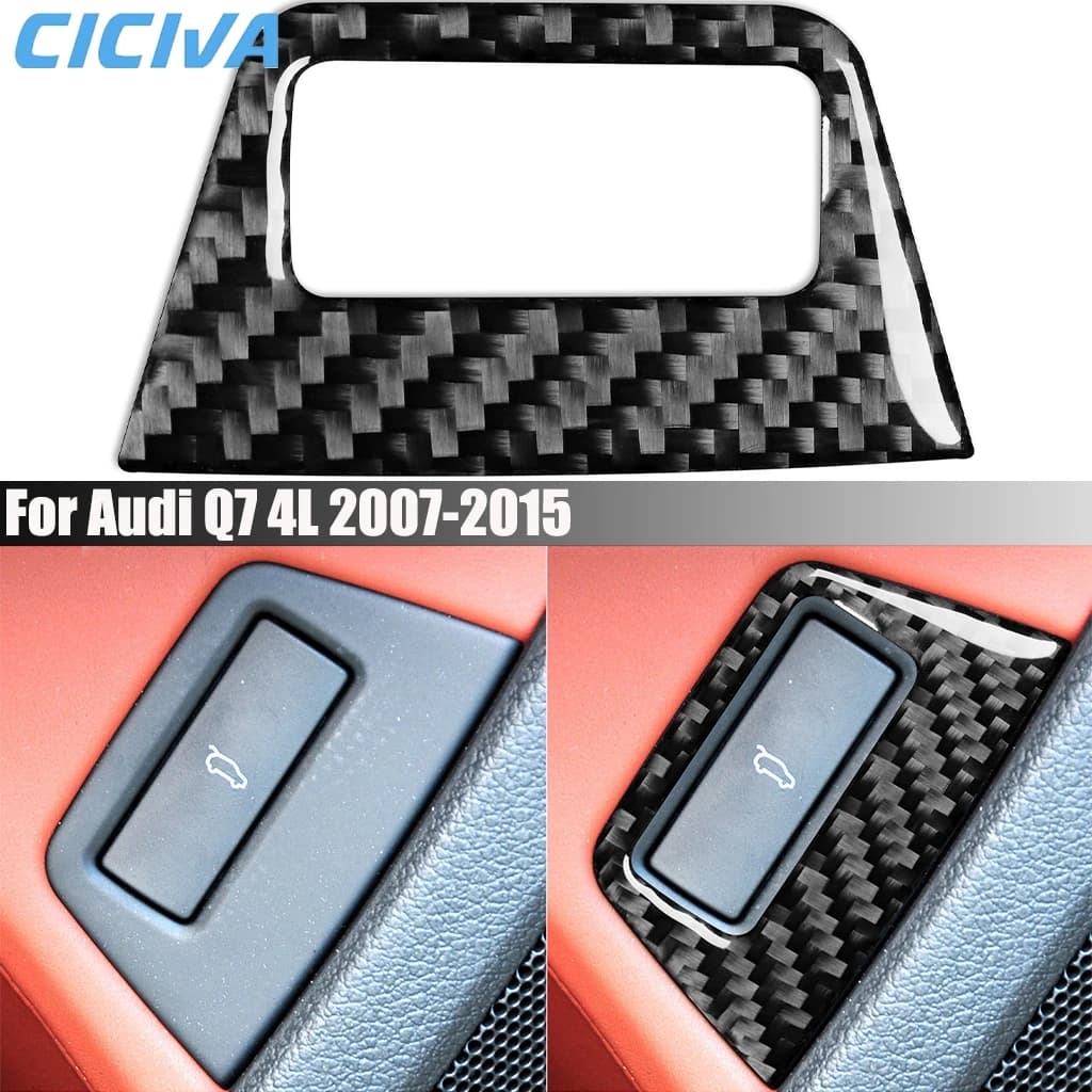 Carbon Fiber Car Accessories Trunk Switch Control Panel Decorative Interior Cover Modified Trim Sticker For Audi Q7 4L 2007-2015