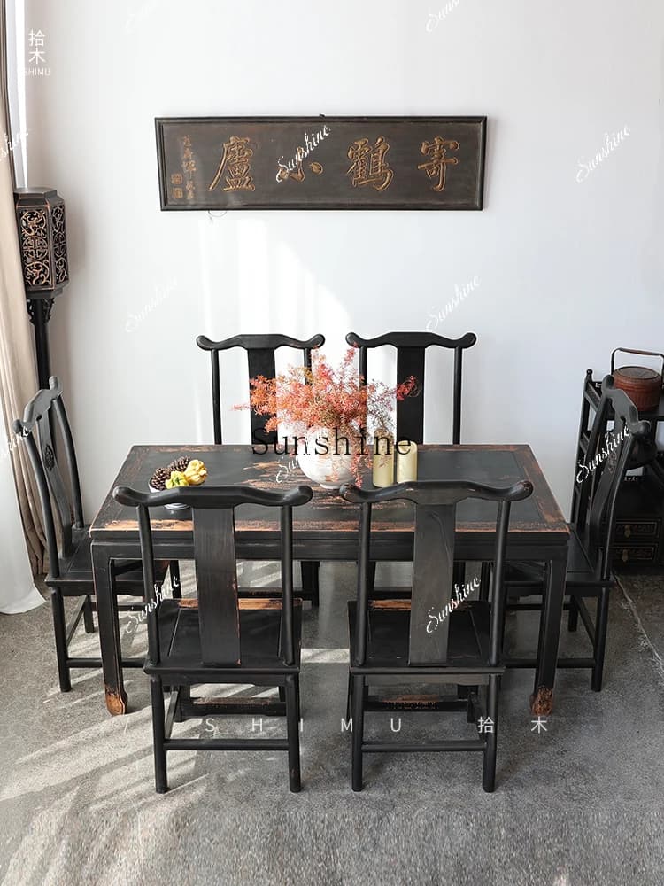 Solid wood Chinese antique square table rectangular hotel dining room Ming and Qing classical  FT