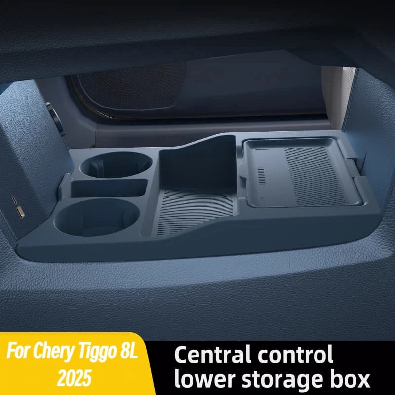 For Chery Tiggo 8L 2025 Lower Center Console Storage Box, Custom Silicone Organizer Tray, Anti-Slip Cup Holder Mat Car Accessory