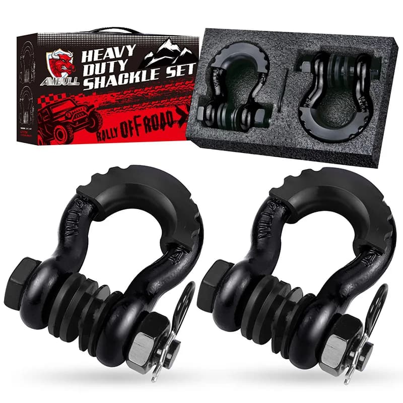 2pcs 3/4 D Ring Shackle 19 Ton Tow Truck Hook With Protective Cover U-Hook Loop Hook Trailer Rope Suv Modification Towing Bars