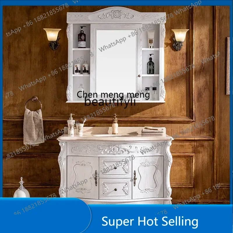 A85 European Style Bathroom Bathroom Cabinet Bathroom Hand Washing Washbasin Mirror Cabinet Combination American Style
