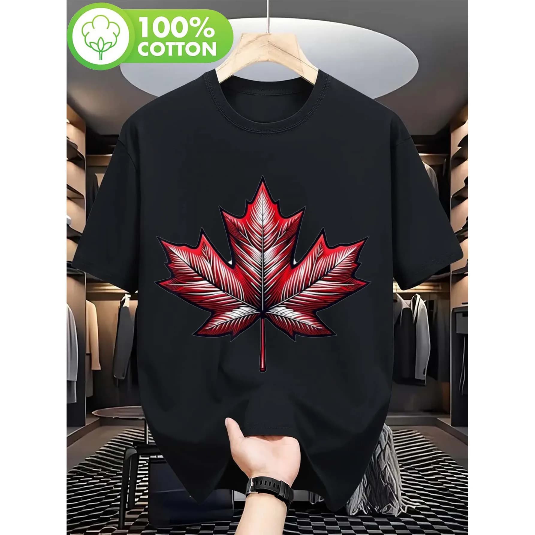 Red Maple Leaf Graphic Tee Men Women Patriotic Canadian Pride Cotton Short Sleeve T-Shirt