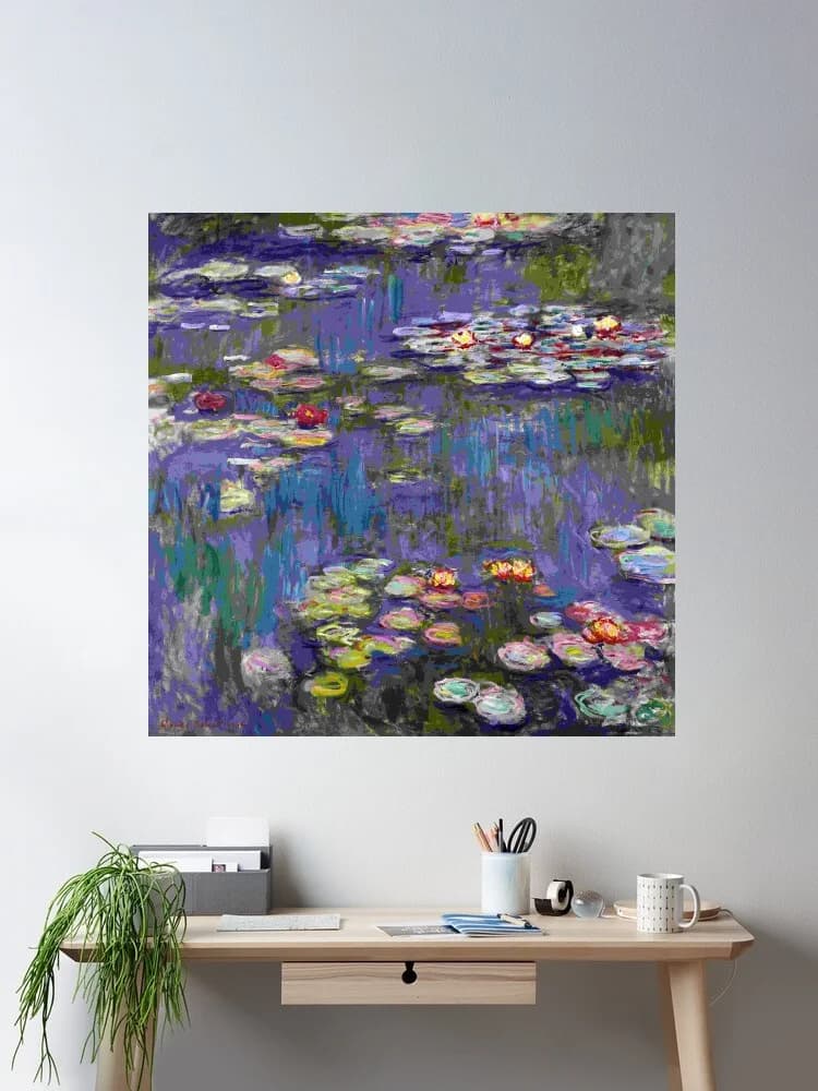 Water Lilies, Print Art Canvas Poster, For Living Room Decor Home Wall Picture
