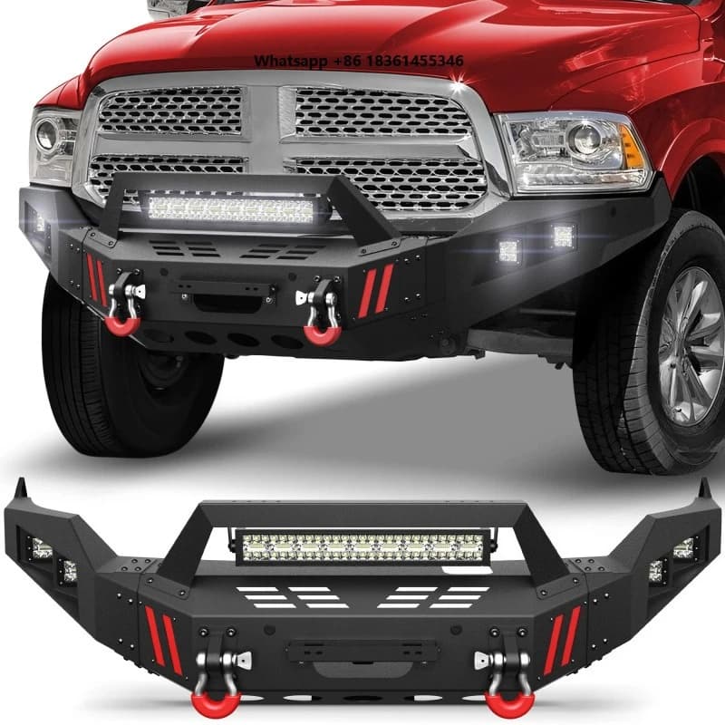 For 1500 Steel Front Winch Bumper Bar & Rear Step Bumper 2013-2018 Textured Black Factory Hot Sell Body Kit Wholesale