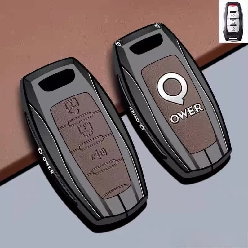 Zinc Alloy Car Key Case Cover Chain Shell Protector Fob Holder for Great Wall Pao POER EV Commercial Off-Road Pickup Accessories
