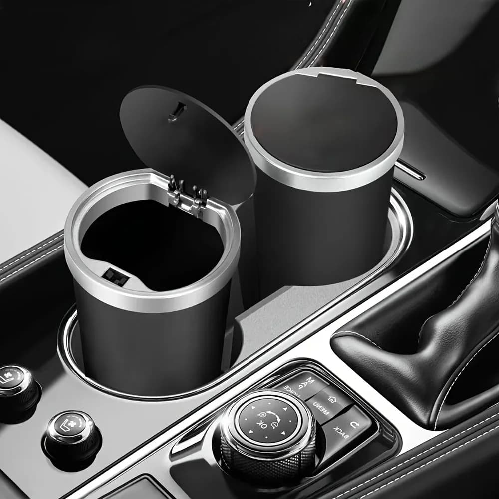 ABS Compact Leakproof Mini Car Trash Can with Easy-Press Pop-Up Lid, Durable Odor-Blocking Waterproof Bin Fits Cup Holder Storag