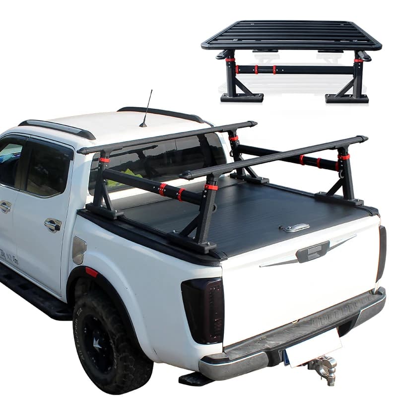 Aluminum Basket Roof Rack With Anti-Sport Roll Bar for Hilux Revo Vigo Rocco Navara Tundra Amarok 4x4 Vehicles