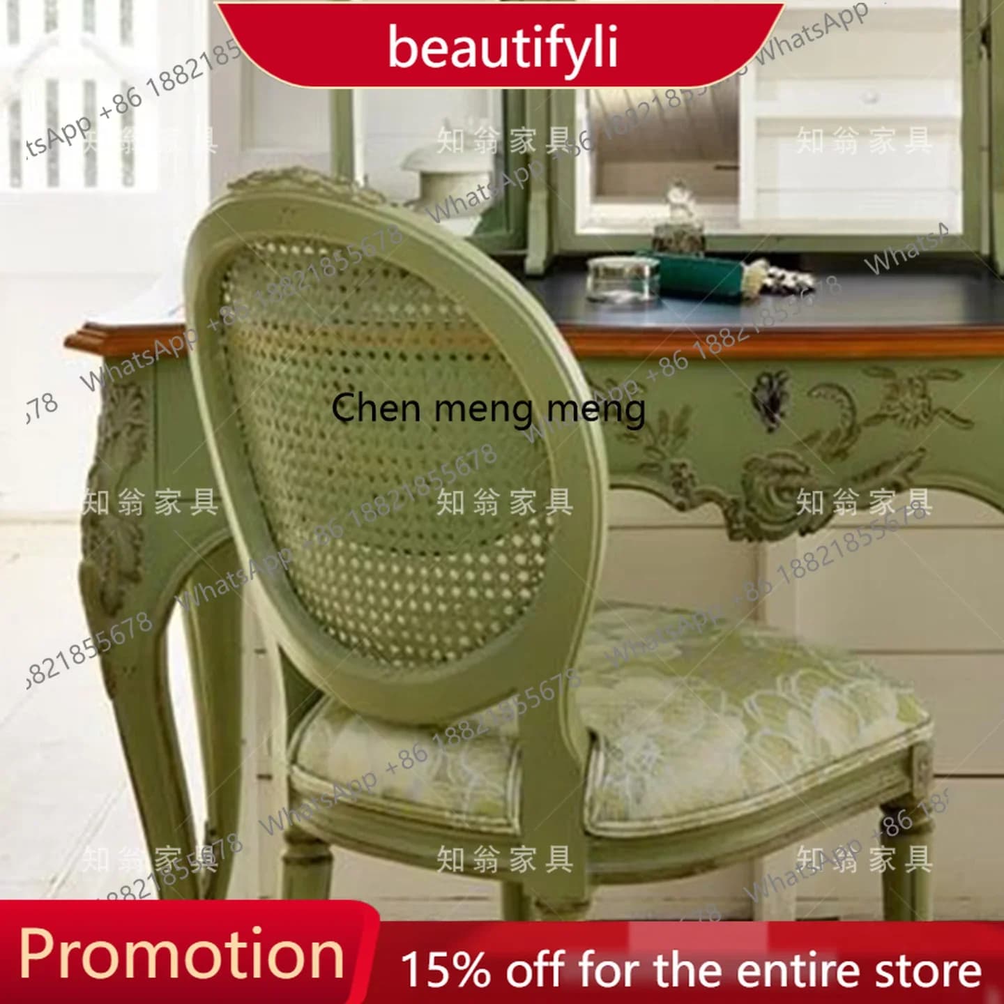 Q181  French retro carved solid wood dressing table 1.2 meters makeup table master bedroom makeup table with makeup mirror