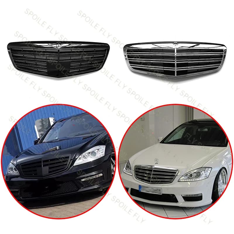 High Quality ABS Car Front AMG Style Racing Grills Silver Or Glossy Black For Mercedes-Benz S Class W221 2009-2013