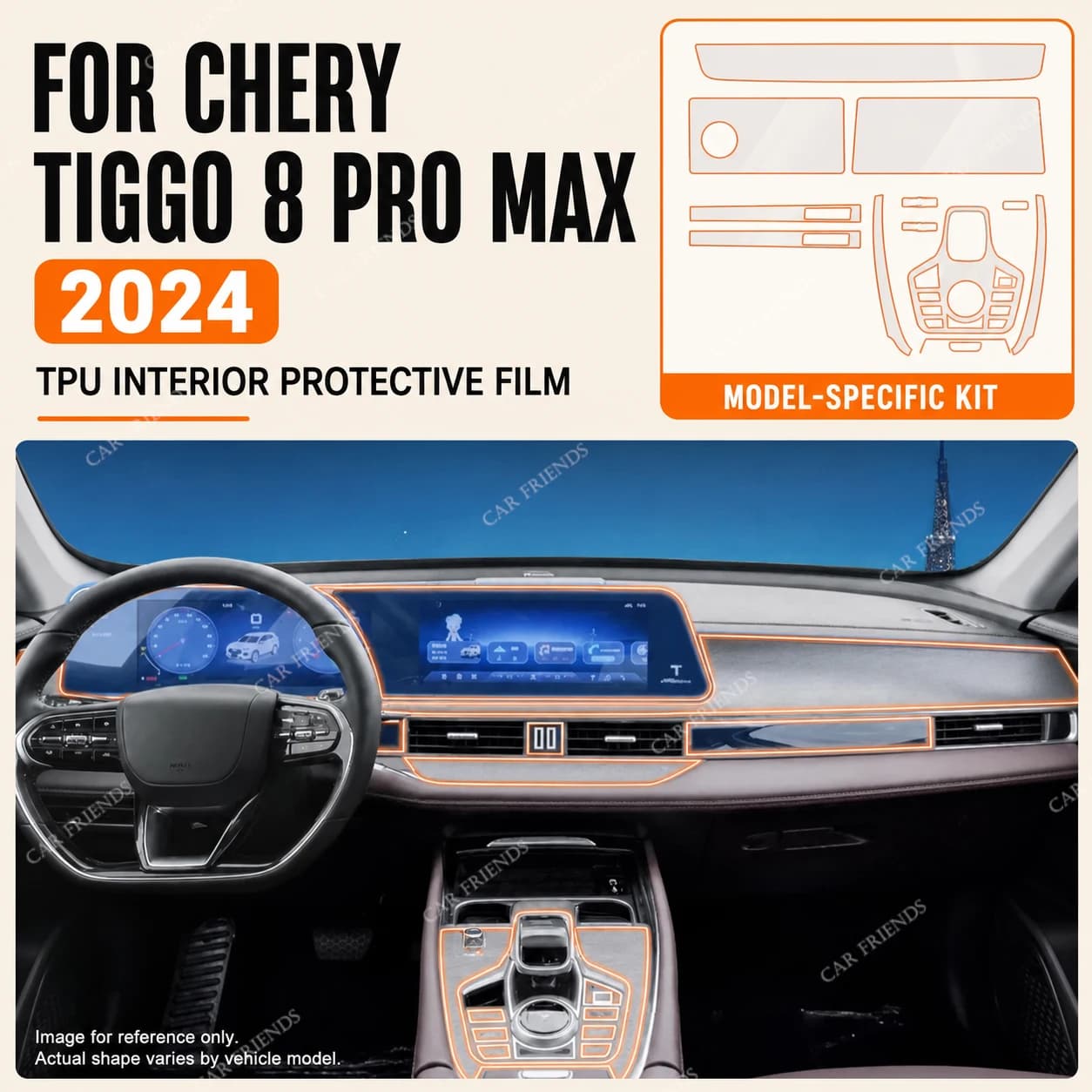 For CHERY TIGGO 8 Pro Max 2024 2025 Transparent Dashboard Interior Trim Panel Anti-Scratch Protective Film Cover Car Accessories