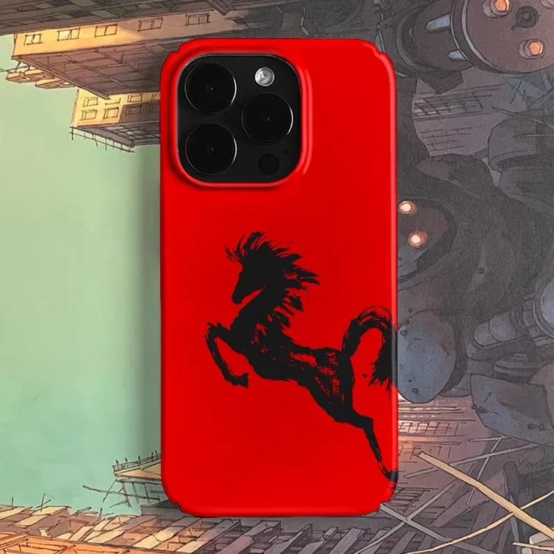 Ins Red Fiery Horse Art Phone Case for IPHONE 17 Air 16E 15 PROMAX 14 Plus 13 12 MINI 11 PRO 16Plus XR XS Acrylic Phone Cover