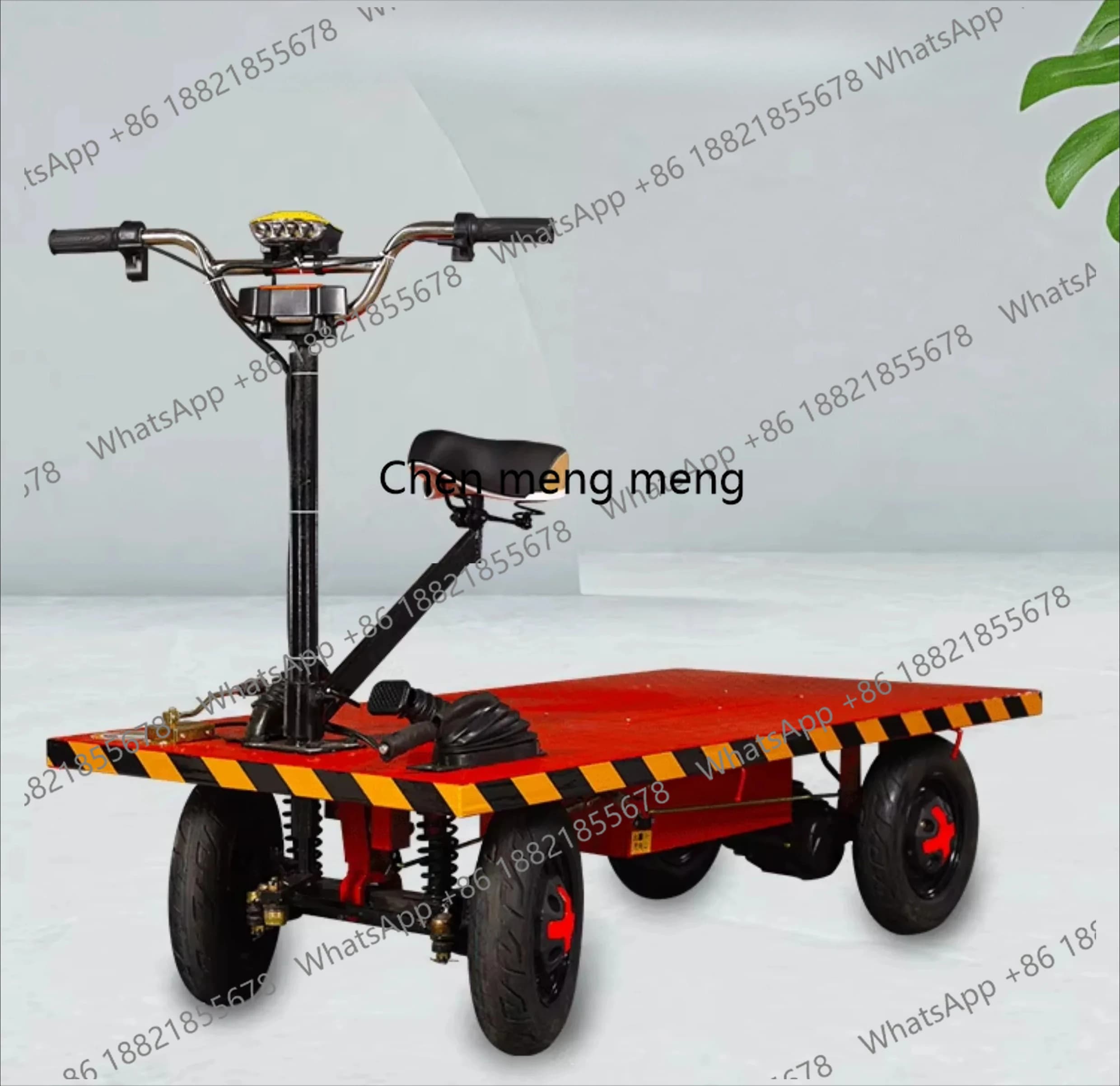 Electric four-wheeled flat trolley can ride upside down elevator truck