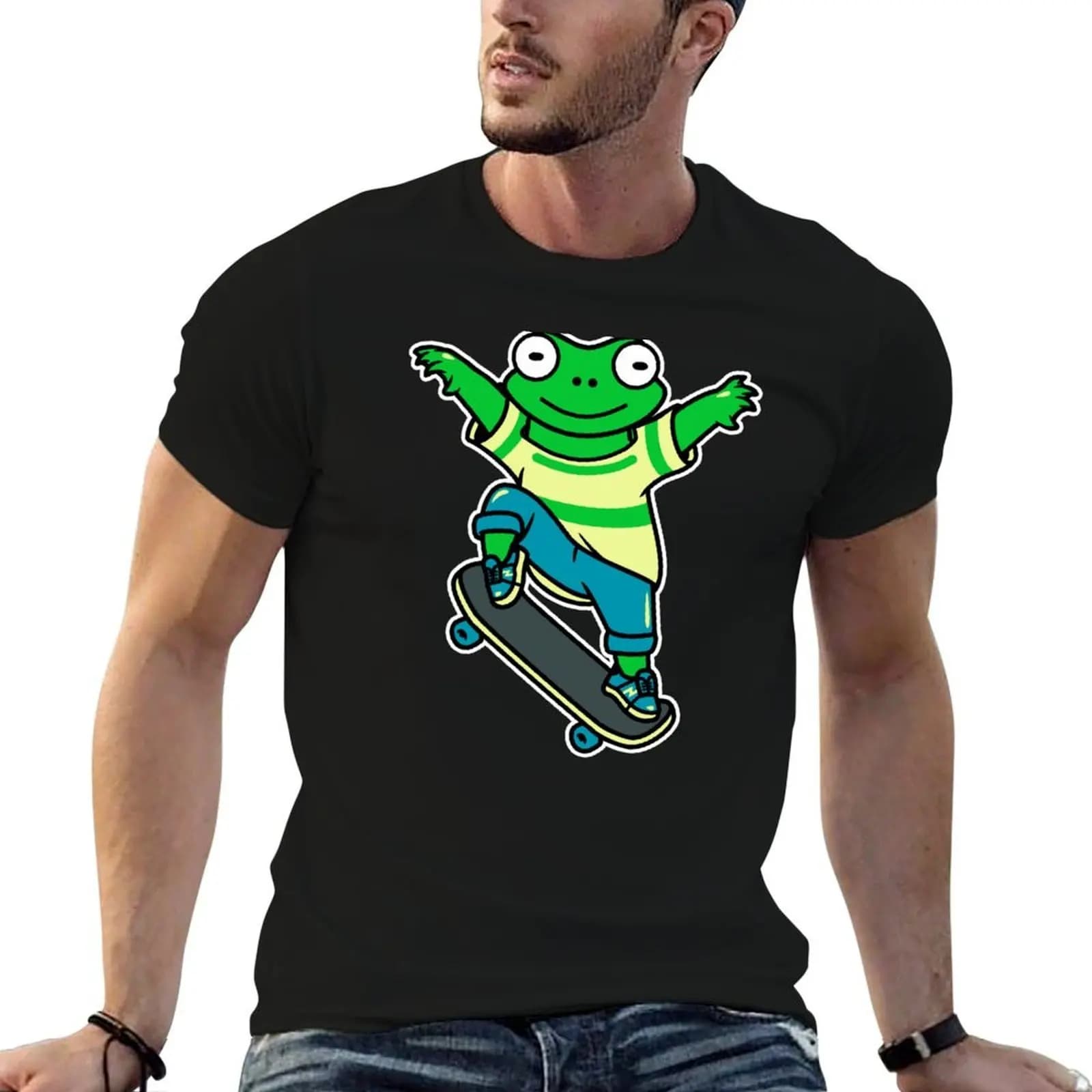 Frog On Skateboard T-Shirt custom t shirt luxury designer clothing for men