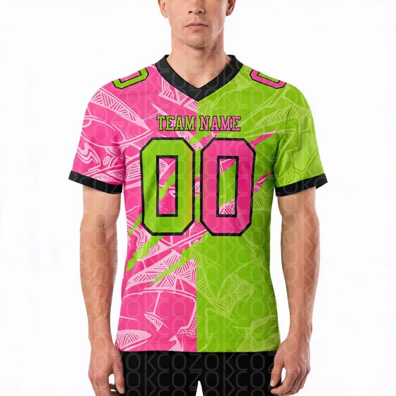 Claw marks Green Pink Customized Color Football Jersey for Men Football Short Sleeves Athletic Tee Shirts
